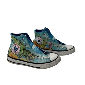 Converse All Star High Tops Shoes Dinoverse Size 12 Dinosaur T-Rex Beach